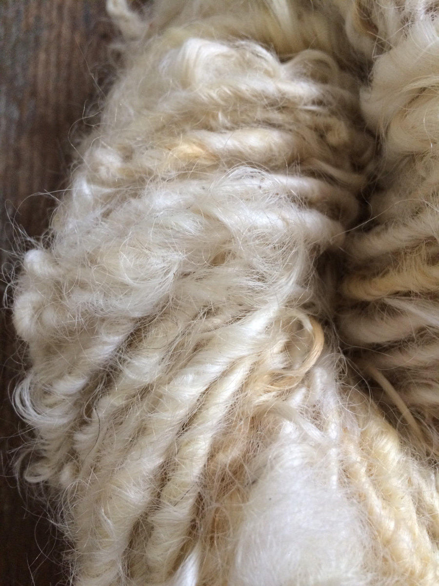 White handspun yarn, 20 yards – Girl With A Sword Productions