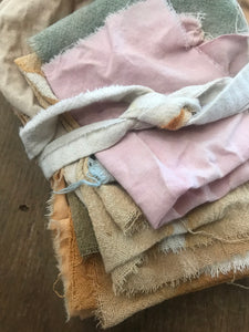 Naturally dyed scrappy fabric bundle