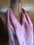 Pink leaves - naturally hand dyed silk scarf