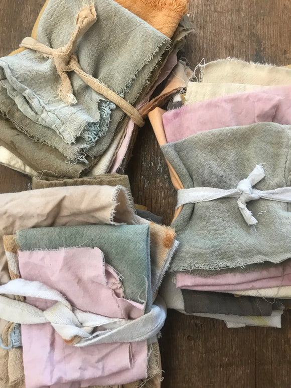 Naturally dyed scrappy fabric bundle