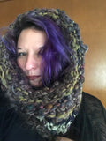 Purple handknit cowl snood