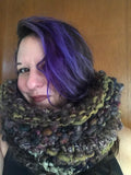 Purple handknit cowl snood