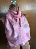 Pink leaves - naturally hand dyed silk scarf