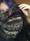 Purple handknit cowl snood