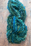 Tidal - nubbly blue green handspun Southdown wool art yarn