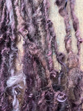 Plum Pudding, plummy coppery handspun mohair yarn, 20 yards