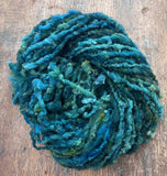 Tidal - nubbly blue green handspun Southdown wool art yarn