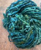 Tidal - nubbly blue green handspun Southdown wool art yarn