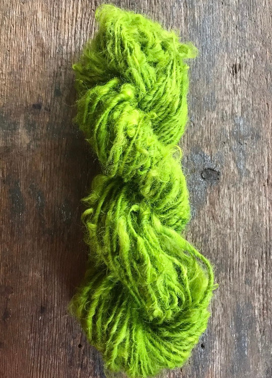 Chartreuse Lincoln wool locks yarn, 20 yards