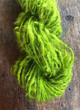 Chartreuse Lincoln wool locks yarn, 20 yards