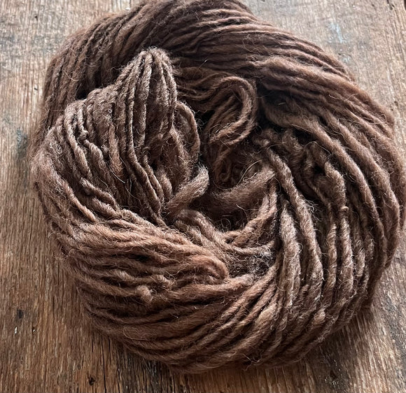 Medium brown handspun Shetland wool yarn, 50 yards