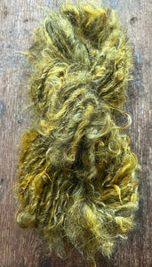 Cornucopia - mustard yellow mohair art yarn, 20 yards