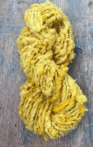 Buttered popcorn - nubbly textured Southdown wool handspun art yarn