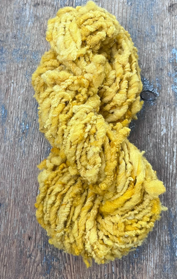 Buttered popcorn - nubbly textured Southdown wool handspun art yarn