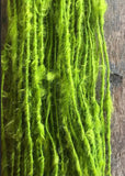 Chartreuse Lincoln wool locks yarn, 20 yards