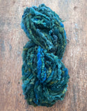 Tidal - nubbly blue green handspun Southdown wool art yarn