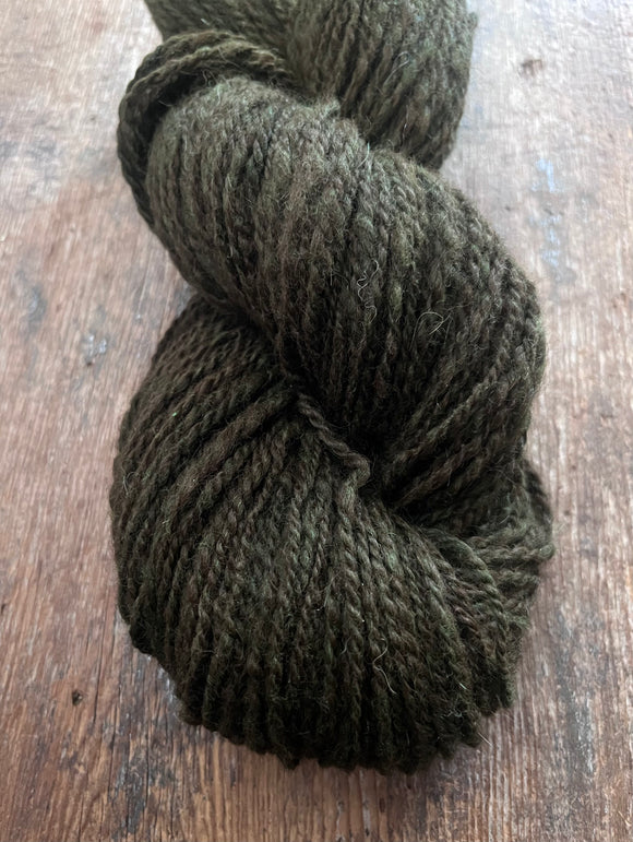 250 yards Moss & Bark green/brown handspun alpaca yarn