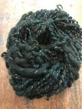 Evenrude 20 yards wavy sparkly forest green art yarn