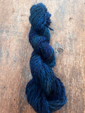 Royal blue handspun yarn two ply lincoln wool yarn, 50 yards