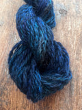 Royal blue handspun yarn two ply lincoln wool yarn, 50 yards