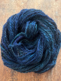 Royal blue handspun yarn two ply lincoln wool yarn, 50 yards