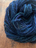 Royal blue handspun yarn two ply lincoln wool yarn, 50 yards