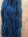 Royal blue handspun yarn two ply lincoln wool yarn, 50 yards