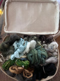 20 mini skein art yarn sampler - greens and neutrals, weaving, junk journal, doll making, felting