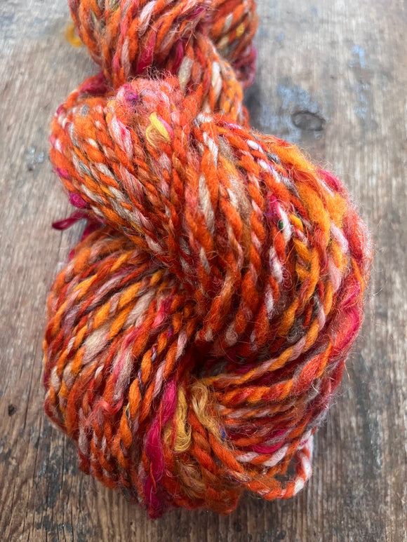 Persnickety, 43 yards orange handspun yarn