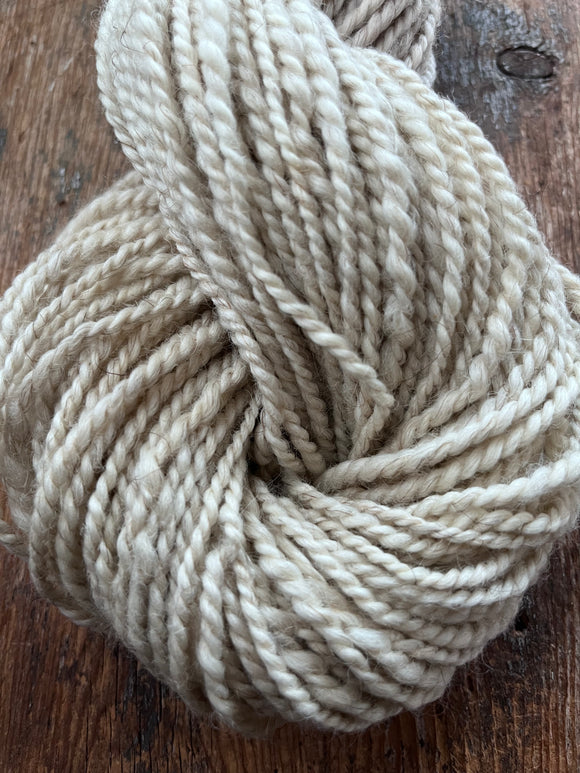 50 yards 2 ply white handspun yarn