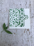 Botanically stenciled notecards, tapestry set