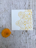 Botanically stenciled notecards, tapestry set