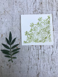 Botanically stenciled notecards, tapestry set