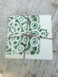 Botanically stenciled notecards, tapestry set