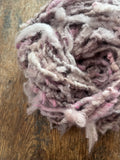 Pastel pink wispy soft handspun wool art yarn, 20 yards