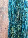 Tidal - nubbly blue green handspun Southdown wool art yarn