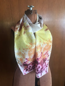 Natural Rainbow hand dyed silk scarf