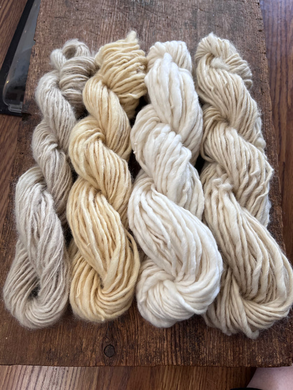Shades of white handspun yarn set
