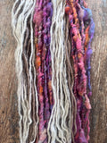 Satisfaction, scrappy handspun self striping yarn, 50 yards