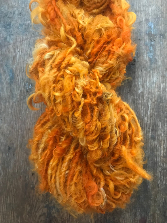 Monarch, orange 50 yards handspun yarn
