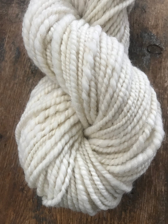 Coopworth lamb wool 2 ply white handspun yarn