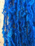 Royal Blue curls - handspun yarn, 50 yards