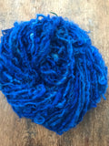 Royal Blue curls - handspun yarn, 20 yards