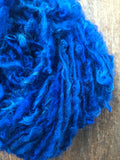 Royal Blue curls - handspun yarn, 50 yards