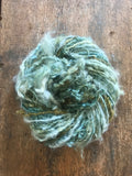 Indigo and Black Walnut curls - handspun yarn, 50 yards