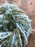 Indigo and Black Walnut curls - handspun yarn, 50 yards