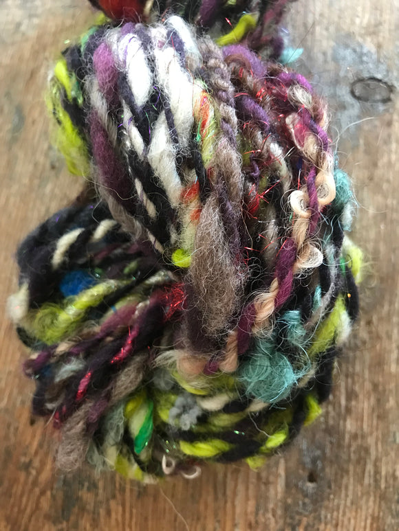 Controlled Chaos, smoked plum edition: 50 yards bulky art yarn