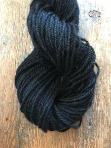 Lincoln 2 ply black worsted handspun yarn, 100 yards