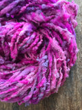 Unbelievable - 20 yards hot pink handspun southdown wool art  yarn