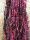 The Wine-Dark Sea red Finnsheep wool locks yarn, 20 yards